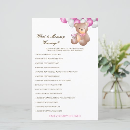 Editable What is Mammiewerend Baby shower Game (Staand voorkant)
