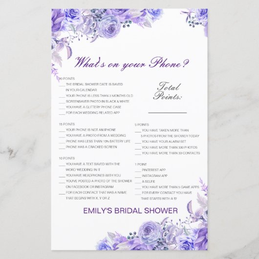 Editable What's on your Phone Bridal Shower Game (Voorkant)