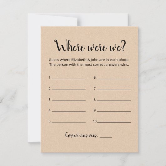 Editable Where Are We Fête des mariées carte de je (Devant)