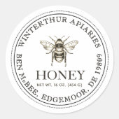 Editable White Honey Jar Bee Étiquette (Devant)