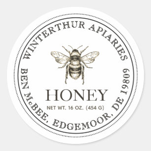 Editable White Honey Jar Bee Étiquette