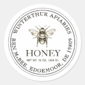 Editable White Honey Jar Bee Étiquette (Devant)