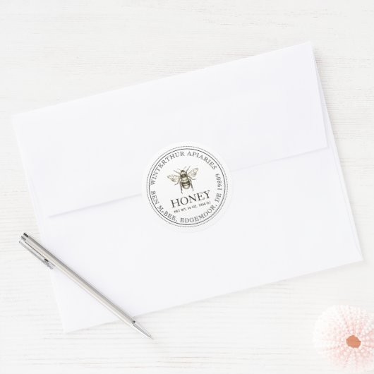 Editable White Honey Jar Bee Étiquette (Enveloppe)