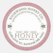 Editable White Rose Kraft Honey Jar Bee Étiquette (Devant)