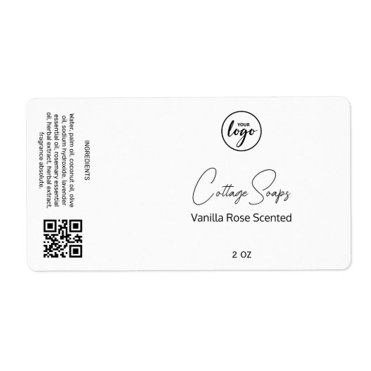 Editable White Soap Packaging Labels (Voorkant)