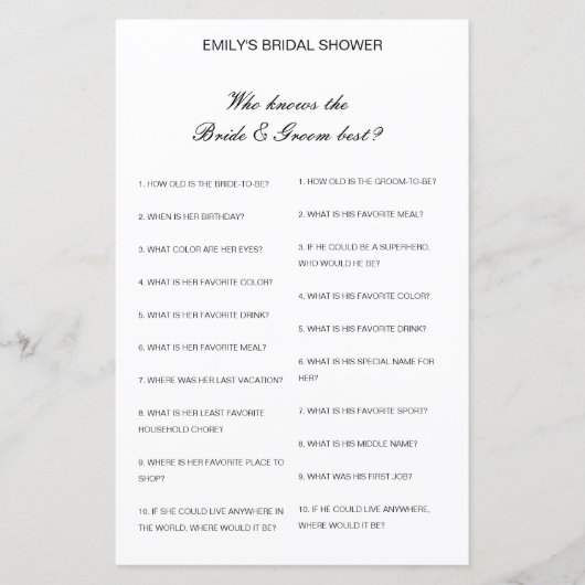 Editable Who kent Bride en Groom Beste Kaart (Voorkant)