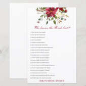 Editable Who kent het Bride Beste Spel van het Vri (Voorkant / Achterkant)