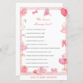 Editable Who kent het mama Beste Baby shower Game (Voorkant / Achterkant)