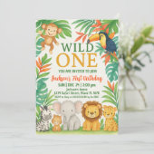 Editable Wild One Safari Invitation Anniversaire (Debout devant)