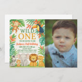 Editable Wild One Safari Invitation Anniversaire (Devant / Derrière)