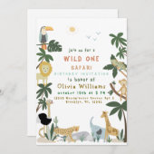 Editable Wild One Safari Invitation Modèle (Devant / Derrière)