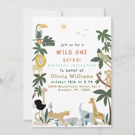 Editable Wild One Safari Invitation Template (Devant)