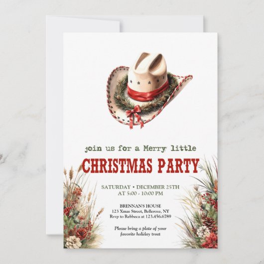 Editable Wild West Christmas party digital Invites Kaart (Voorkant)