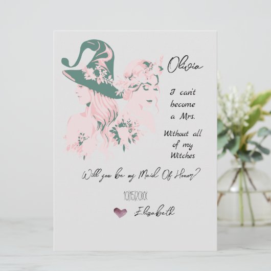 Editable Witchy Bridal Party proposal Kaart (Staand voorkant)