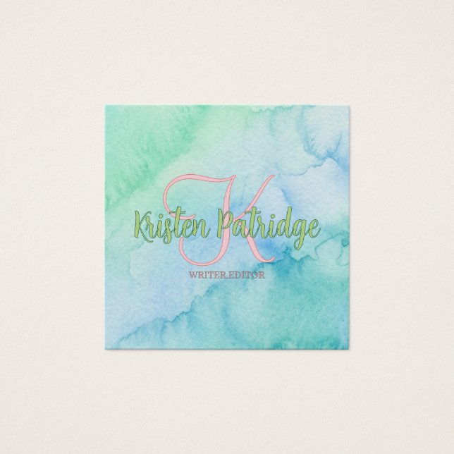 éditeur de couleur aquarelle bleue verte nom monog (Devant)