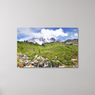 Edith Creek en bloemenweiden bij Paradise Canvas Afdruk