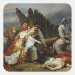 Edith Finding the Body of Harold, 1828 Vierkante Sticker
