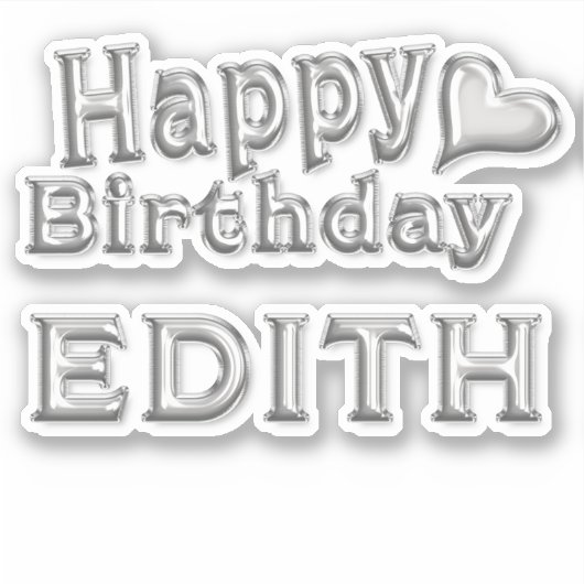Edith Happy Birthday silver Aufkleber Sticker (Voorkant)