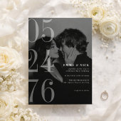 Editorial Bold Date Black White Wedding Invitation