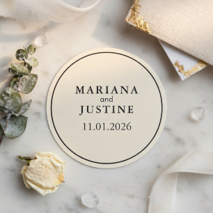 Editorial Minimalistische Winter Huwelijk Elegant  Ronde Sticker