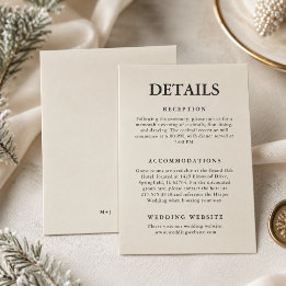 Editorial Minimalistische Winter Ivory Trouwdetail Informatiekaartje