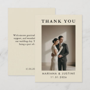 Editorial Minimalistische Winter Trouwfoto Warm Bedankkaart