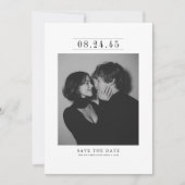 Editorial Serif Black & White Photo Save the Date (Voorkant)