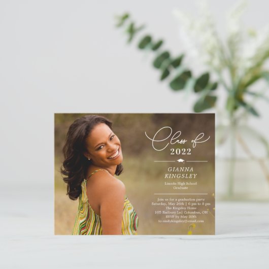 Editorial Style Graduation Invitation Postcard (Debout devant)