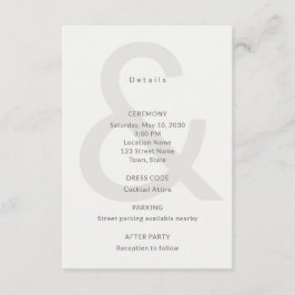 Editorial Typography Wedding Details Card Informatiekaartje