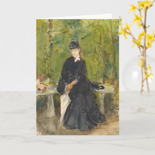 Edma zit in een park | Berthe Morisot Kaart (Gele Bloem)