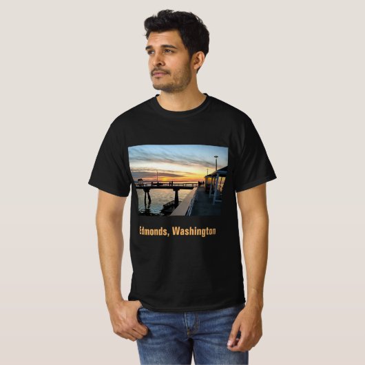 Edmonds Washington Pier op Sunset T-shirt (Voorkant volledig)