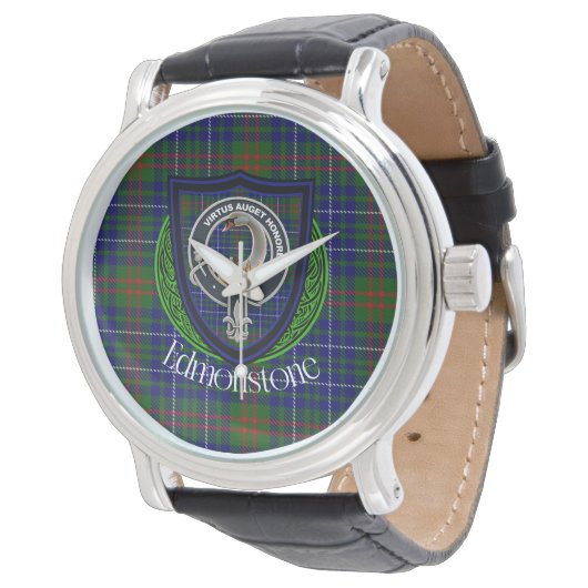 Edmonstone Scottish Clan Tartan & Crest Horloge (Gekanteld)