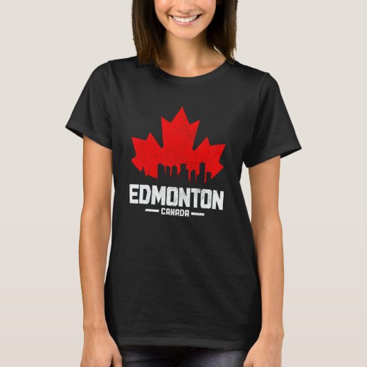 Edmonton Alberta Canada Maple Leaf Canadian Flag S T-shirt (Voorkant)