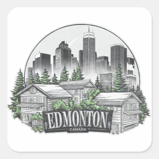 Edmonton City, Canada Vierkante Sticker (Voorkant)