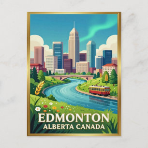 Edmonton River Valley Alberta Reizen Briefkaart