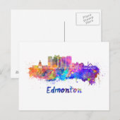 Edmonton V2 skyline in waterverf Briefkaart (Voorkant / Achterkant)
