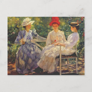 Edmund Charles Tarbell - in een tuin Briefkaart