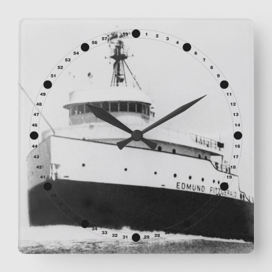 Edmund Fitzgerald  Grote Meren Freighter Vierkante Klok (Voorkant)