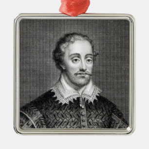Edmund Spenser, gegraveerd door Burnet Reading Metalen Ornament