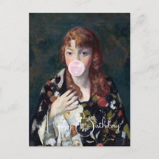 Edna blaast een Happy Birthday-bubblegum Briefkaart (Voorkant)