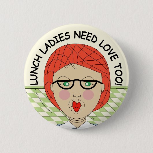 Edna de Lunch Lady Cartoons Pinback Button (Voorkant)