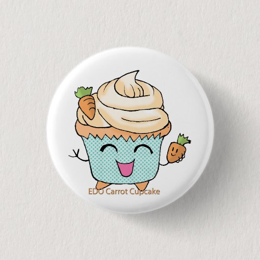 EDO Carrot Cupcake Ronde Button 3,2 Cm (Voorkant)