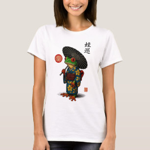 Edo Frog in Kimono met Parasol T-shirt