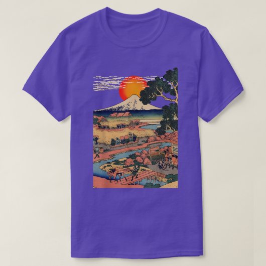 , Edo Japan Scenery, Sunset at Mount Fuji Ukiyo T-shirt (Design voorkant)