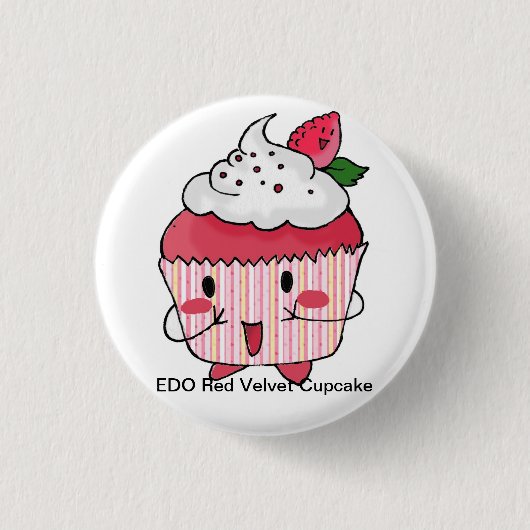 EDO-rode kokotter Ronde Button 3,2 Cm (Voorkant)