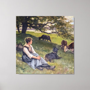 Edouard Debat-Ponsan The Cowherd Canvas Afdruk