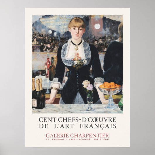 Edouard Manet A Bar bij Folies-Bergere Fine Art Poster (Voorkant)