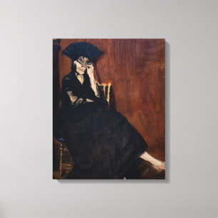 Edouard Manet - Berthe Morisot met een waaier Canvas Afdruk
