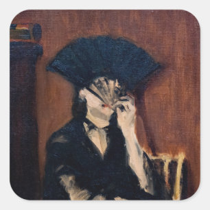 Edouard Manet - Berthe Morisot met een waaier Vierkante Sticker