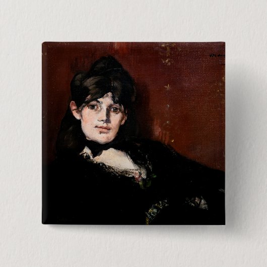Edouard Manet - Berthe Morisot Reclining Vierkante Button 5,1 Cm (Voorkant)